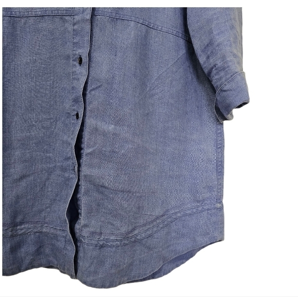 Chico's linen blue 3/4 sleeve button shirt size medium - Picture 5 of 10